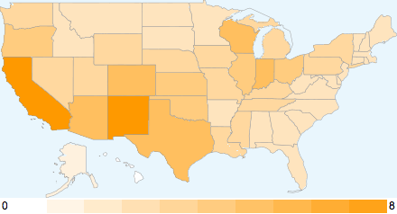 Map of garter snake diversity in the U.S.